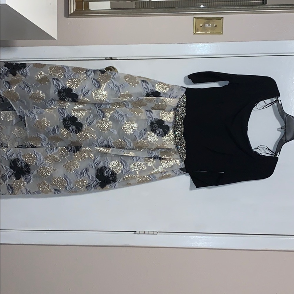 Black/light blue/silver dress